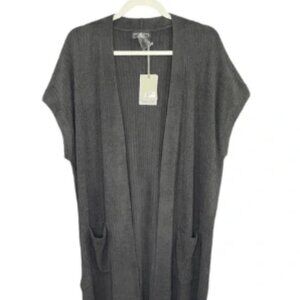 Barefoot Dreams CozyChic Ultra Lite Ribbed Vest Carbon Gray NWT